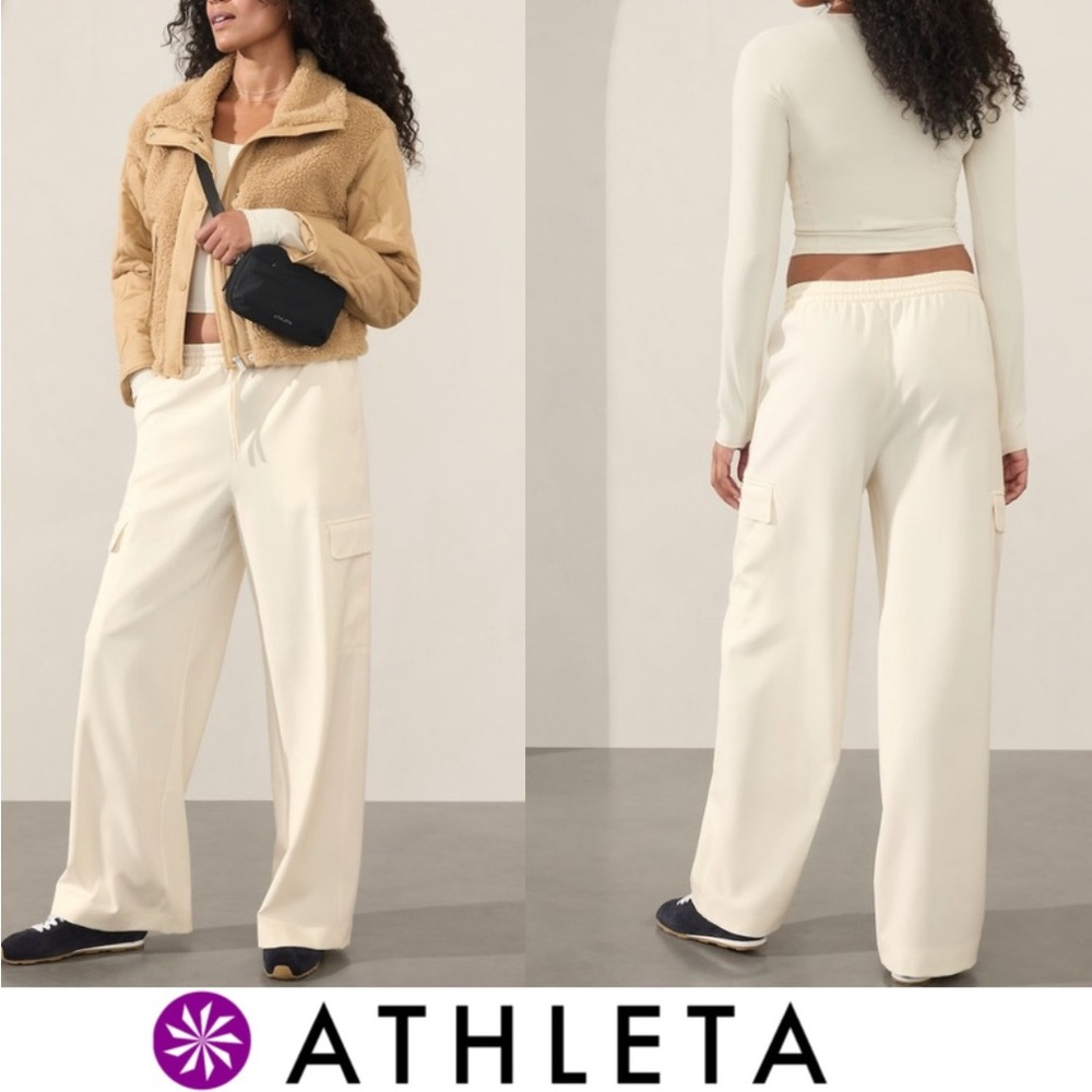Athleta Off-White Wide-Leg Pants